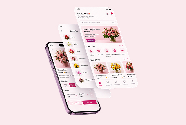 Velvet Petals Bouquet Preview App Design